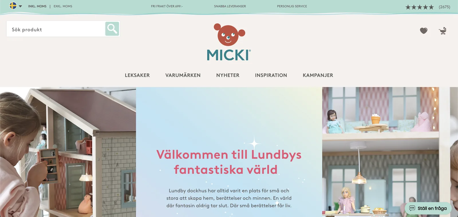 Micki of Swedens hemsida med chattknappen nere till höger